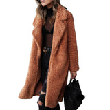 Gwmlk Autumn Winter Long Faux Fur Coat Women Casual Thick Warm Plush Teddy Jacket Coat Female Loose Soft Cardigan Outerwear Wool