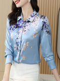 Gwmlk Women Shirt 2023 New Spring Autumn Female Clothing Print Vintage Blouse Fashion Floral Womens Tops Elegant Women Blouses