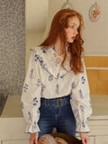 Gwmlk Shirt Women Ruffles Casual Spring Tops Long Sleeve Loose Sweet Lovely Korean Fashion Ropa Mujer Retro Shirt