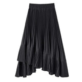 Gwmlk White High Waist Pleated Skirt Women 2023 Korean Fashion Asymmetrical Ruffles Long Skirt New Summer A-line Midi Skirts