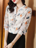 Gwmlk for Women 2023 Fall V-neck Women's Luxury Blouses Flower Women Tops Elegant and Youth Woman Blouses Basic Female Clothing