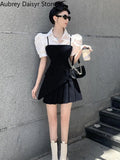 Gwmlk Spaghetti Strap Mini Blazer Dress Women Korean Fashion Irregular Bodycon Dress Female Vintage Casual High Waist Dress