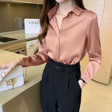 Gwmlk Women's Shirt Long Sleeve Fashion Woman Blouse 2023 Solid Top Female Shirts and Blouse Basic Ladies Tops OL Women Clothing