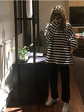 gwmlk Autumn Women harajuku Striped Tshirt Long Sleeve O-Neck T-Shirts ulzzang Korean Casual T Shirt Femme black Tops