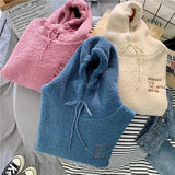 Gwmlk Fashion Pink Sweet Hooded Sweatshirts Women Harajuku Letter Print Pocket Hoodies Woman Loose Fleece Pullovers Ladies