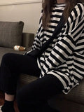 gwmlk Autumn Women harajuku Striped Tshirt Long Sleeve O-Neck T-Shirts ulzzang Korean Casual T Shirt Femme black Tops