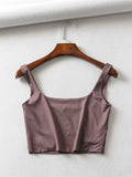 gwmlk Sale 2023 Summer Women Sexy Sleeveless Tops Fashion Short Square Collar Tank Tops 4 Colors