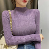 Gwmlk Basic Warm Sweaters Women 2023 Spring New Fashion Casual Turtleneck Pullover Woman Solid Slim Bottoming Knitted Sweater