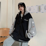 Gwmlk Japanese Y2k Baseball Jacket Women Kawaii Oversized Korean Fashion Cute College Bomber Jackets Zipper Hooded Harajuku