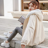 Gwmlk Hooded Fleece Winter Jacket Women Casual Loose Zipper Plus Velvet Warm Parka Female Korean Wild Student Plush Outwear