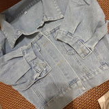 Gwmlk Vintage Women's Denim Jacket Korean Fashion Half Sleeve Cropped Jean Jackets Female 2023 Summer All-Match Lapels Coat