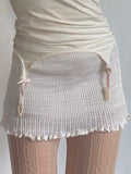 gwmlk y2k White Knitted Mini Skirts Balletcore Cute Slim Trim Slim Harajuku Korean Chic Aesthetic Pencil Skirt Holiday Cloth