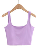 gwmlk Summer Women Sexy Sleeveless Tops Fashion Short Square Collar Tank Tops 6 Colors