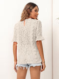 Gwmlk Hollow Out Lace Blouse Shirts Women Summer 2023 V Neck Short Flare Sleeve Blouse Ladies Top Solid Sexy Boho Blusas 20937