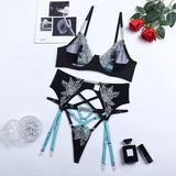 Gwmlk Fancy Lingerie Rhinestone Sexy Porn Underwear Women Body Floral Embroidery Intimate Uncensored Luxury Lace Fine Outfits