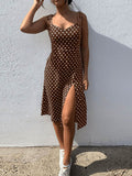 gwmlk Sundress Summer Women Causal Polka Dot Sleeveless High Pleated elastic waist V-Neck Beach Dress Vestidos De Verano