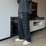 Gwmlk Men Checkered Casual Pants Loose Straight Corduroy Pants Sweatpants Man Fashion Streetwear 2023 Spring New Hip Hop Trousers