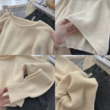 Gwmlk Women Cropped Sweater Jumpers Vintage Vintage Streetwear Knitting Pullovers Female Harajuku Simple Loose Casual Sweaters