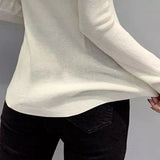 Gwmlk New Autumn Winter Sweaters Women Fashion Patchwork Half Turtleneck Knitted Pullover Women High Elastic Slim Knitwear