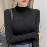 Gwmlk Basic Warm Sweaters Women 2023 Spring New Fashion Casual Turtleneck Pullover Woman Solid Slim Bottoming Knitted Sweater