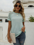 Gwmlk Lace Stitching Women Tshirts O-neck Casual Summer Loose Tee Tops 2023 Fashion Solid Color T-shirt Female Blusas 24705