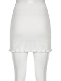 gwmlk y2k White Knitted Mini Skirts Balletcore Cute Slim Trim Slim Harajuku Korean Chic Aesthetic Pencil Skirt Holiday Cloth