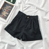 Gwmlk Summer High Waisted Shorts Women Japanese Style Simple Solid Wide Leg Shorts Ladies Loose Soft Daily Casual Short Pants