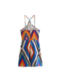 Gwmlk 2023 Women Printed Suspender Dress Thin Shoulder Strap Sexy Sleeveless Slim Mini Dress F42