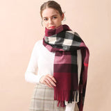 gwmlk Luxury Brand Winter Plaid Scarf Couple Style Warm Solid Pashmina Scarves Fashion Women Scarfs Cashmere Shawl Hijab For Gift