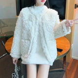 Gwmlk Lamb Wool Winter Jacket Women 2023 Fashion Street Thick Warm Faux Fur Coat Ladies Wild Lazy Pockets Furry Outerwear