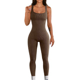 Gwmlk Piece Jumpsuit and Rompers Women Sport Yoga Fitness Jumpsuit Sexy Sleeveless Vest Bodysuit Slim Casual Bodysuit Female