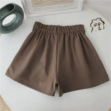 Gwmlk Casual Simple Shorts Women Korean Fashion Elastic High Waist Shorts Woman Ulzzang Summer Pleated Wide Leg Short Pants