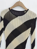 Gwmlk 2023 Vintage Women O Neck Striped Pullover Sweaters 2023 Spring Fashion Ladies Streetwear Knitted Knitwear