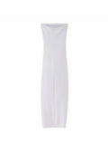 Gwmlk TRAF Summer Sexy Dress Solid Hollow Out Backless Bodycon Midi Dresses For Women 2023 Party Evening Dress