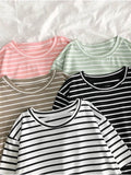 gwmlk Short Sleeve Korean O-Neck Casual Fashion Shirt Camiseta Feminina Tops T Shirt Women Solid Color Striped Punk T-shirt