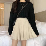 Gwmlk 2023 Spring Summer Women Pleated Skirt Solid Color High Waist Knitted Skirt Woman Korean Fashion A Line Short Skirts