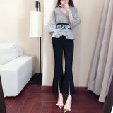 Gwmlk Women Solid Color Set Casual Top Wide Leg Pants Suits Autumn Spirng Fashion Chic Blouse Office Lady Outfits