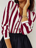 gwmlk New Blouse Women Casual Striped Top Shirts Blouses Female Loose Blusas Autumn Fall Casual Ladies Office Blouses Top Sexy