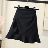 Gwmlk Women's High Waist Mermaid Short Skirt Korean Fashion Asymmetrical Ruffles Mini Skirts Woman Sexy Office A-line Skirt