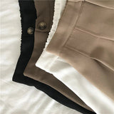 Gwmlk Casual Simple Shorts Women Korean Fashion Elastic High Waist Shorts Woman Ulzzang Summer Pleated Wide Leg Short Pants