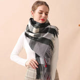 gwmlk Luxury Brand Winter Plaid Scarf Couple Style Warm Solid Pashmina Scarves Fashion Women Scarfs Cashmere Shawl Hijab For Gift