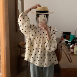 Gwmlk Autumn Blouses Women Fashion Chic Chiffon Round Collar Polka Dot Shirts Elegant Female Shirt Tops