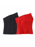 Gwmlk TRAF Off Shoulder Corset Tops lingerie For Women's Y2k Top Clothes Backless Red Tube Top Female Zip Sexy Crop Top