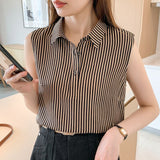 Gwmlk Women's Shirt Fashion Woman Blouse 2023 Female Clothing Sleeveless Womens Tops Elegant and Youth Woman Blouses OL Shirts