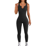 Gwmlk Women Sport Yoga Fitness Jumpsuit Sexy Sleeveless Vest Bodysuit Slim Casual Bodysuit Female One Piece Jumpsuit and Rompers