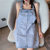 Gwmlk Women Retro Denim Summer Suspender Loose Oversize Overall Female Casual Stylish Solid All-match Preppy Ulzzang Ins