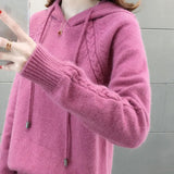 Gwmlk New Striped Hoodies Streetwear Women 2023 Spring Fashion Warm Jumpers Woman Long Sleeve All-match Knitting Sweaters