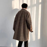 Gwmlk Men's Coat Korean Long Plaid Woolen Overcoat Fashion Casual Single-breasted Long Jackets luxury Winter Clothes for Men 2023