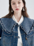 Gwmlk Women Spring Autumn Denim Jackets Basic Coats New Fashion Female Long Sleeve Solid Casual Outerwear Lapel Jacket