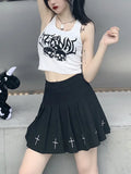 Gwmlk Punk Street Grunge Nightclub Short Vest Gothic Skull Print Navel Shirt Y2K Summer Sling Streetwear